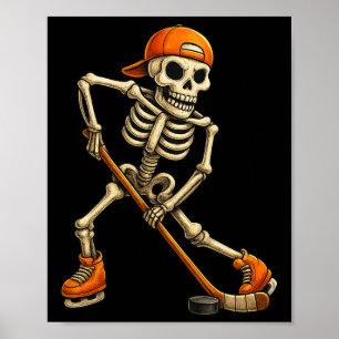 Póster disfraz de esqueleto de hockey sobre hielo para ho