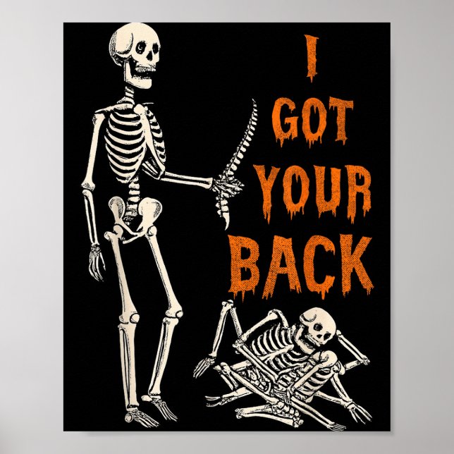 Póster Disfraz de esqueletos de Halloween Tengo Tu Espald (Frente)