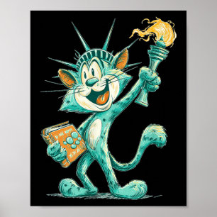 Póster Disfraz De Estatua Patriótica Para Gatos Y Amor Po