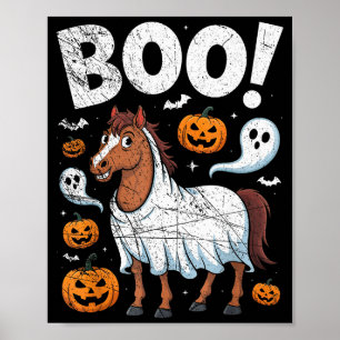 Póster Disfraz de fantasma de caballo divertido para aman