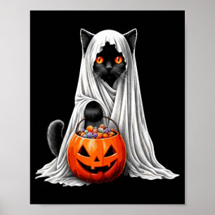 Póster Disfraz de Fantasma de Gato Negro de Halloween Cal
