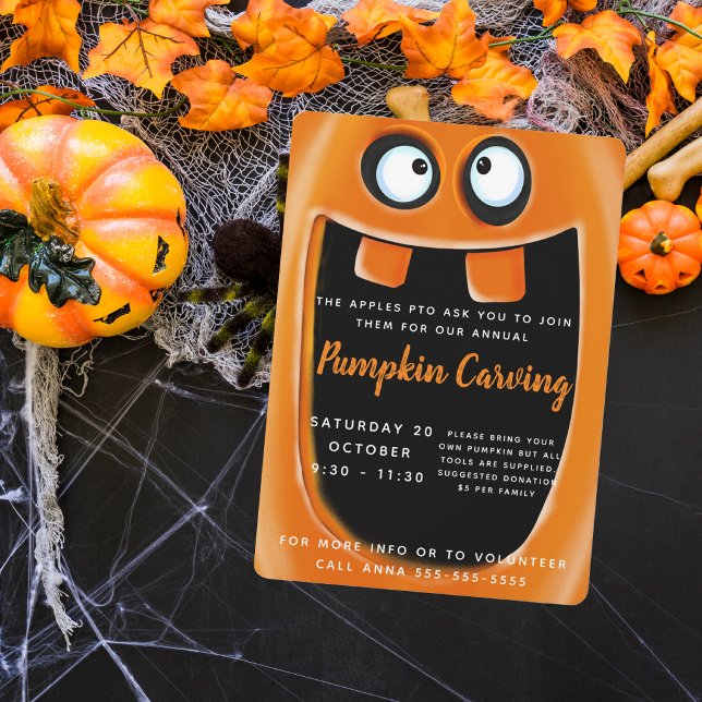 Póster disfraz de fiesta de calabaza tallada de halloween (Subido por el creador)