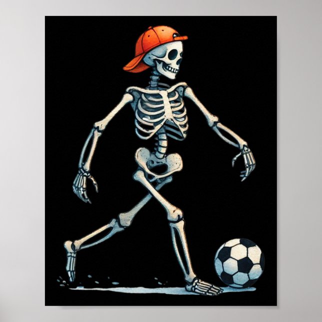 Póster Disfraz de fútbol de esqueleto de Halloween divert (Frente)
