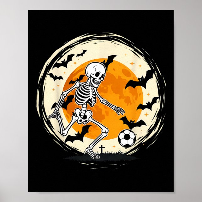 Póster Disfraz de fútbol divertido de esqueleto de Hallow (Frente)