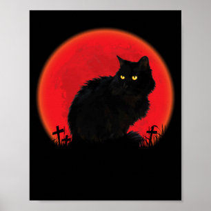 Póster Disfraz de gato bruja de Halloween Gato negro de l