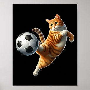 Póster Disfraz de gato jugando fútbol para dueño de gato