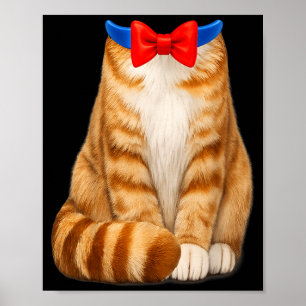 Póster Disfraz de gato naranja lazo tabby lindo divertido