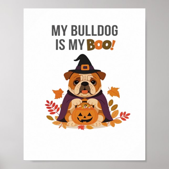 Póster Disfraz de Halloween bulldog Mi Bulldog es mi novi (Frente)