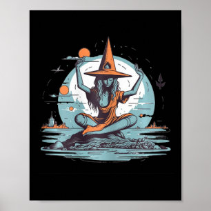 Póster Disfraz de Halloween de bruja meditando Yoga Zen M