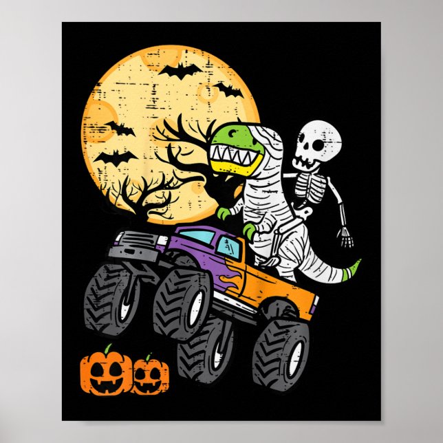 Póster Disfraz de Halloween de Camión Monstruo Dino Esque (Frente)
