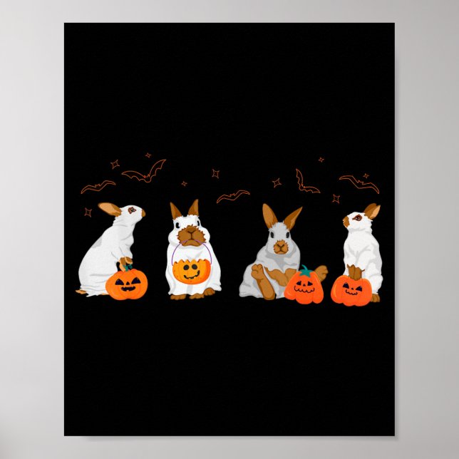 Póster Disfraz de Halloween de conejo Bunny fantasma Otoñ (Frente)