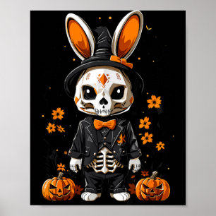 Póster Disfraz de Halloween de conejo esqueleto espeluzna