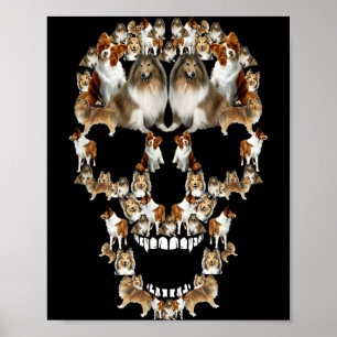 Póster Disfraz de Halloween de cráneo de perro Rough Coll