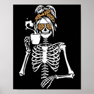 Póster Disfraz de Halloween de esqueleto con moño desorde