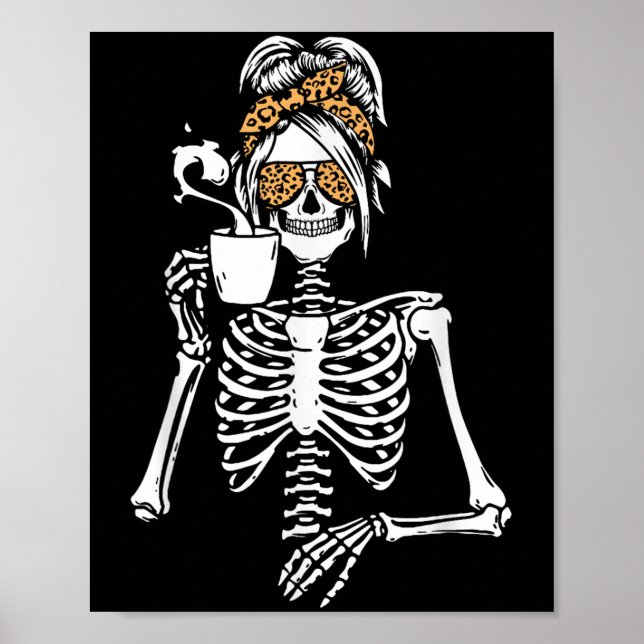 Póster Disfraz de Halloween de esqueleto con moño desorde (Frente)