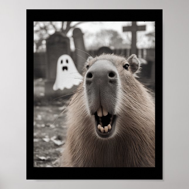 Póster Disfraz de Halloween de Fantasma de Capybara Diver (Frente)