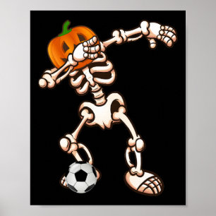 Póster Disfraz de Halloween de fútbol skeleton de calabaz