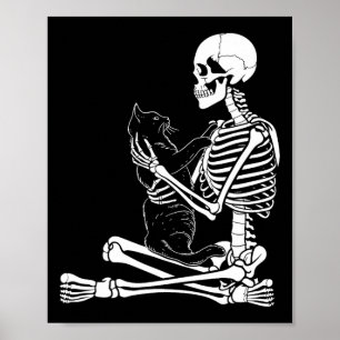 Póster Disfraz de Halloween de gatito esqueleto de las ar