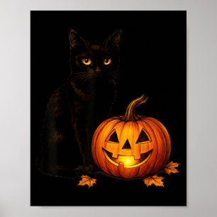 Póster Disfraz de Halloween de gato negro retro para muje
