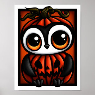 Póster Disfraz de Halloween de Jack-o'-Lantern de pingüin