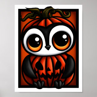 Póster Disfraz de Halloween de Jack-o'-Lantern de pingüin