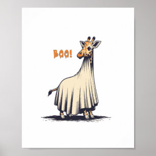 Póster Disfraz de Halloween de jirafa linda Boo Amante de