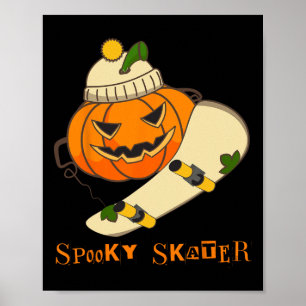 Póster Disfraz de Halloween de monopatín de calabaza dive