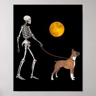 Póster Disfraz de Halloween de perro esqueleto Boxer