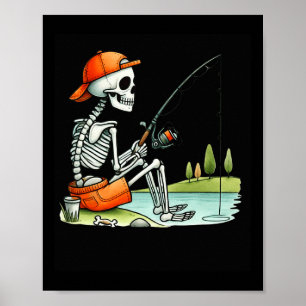 Póster Disfraz de Halloween de pesca de esqueleto Diverti