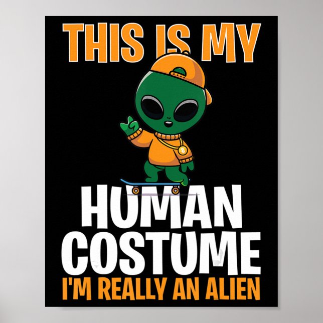 Póster Disfraz de Halloween Este es mi disfraz humano que (Frente)