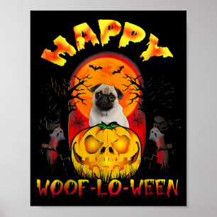 Póster Disfraz de Halloween Hombres Mujeres Pug Perro Div