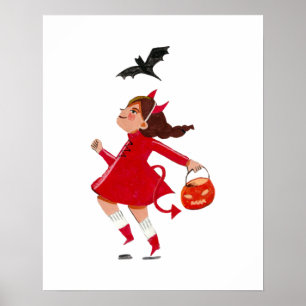 Póster Disfraz de Halloween lindo desfile de truco y trat