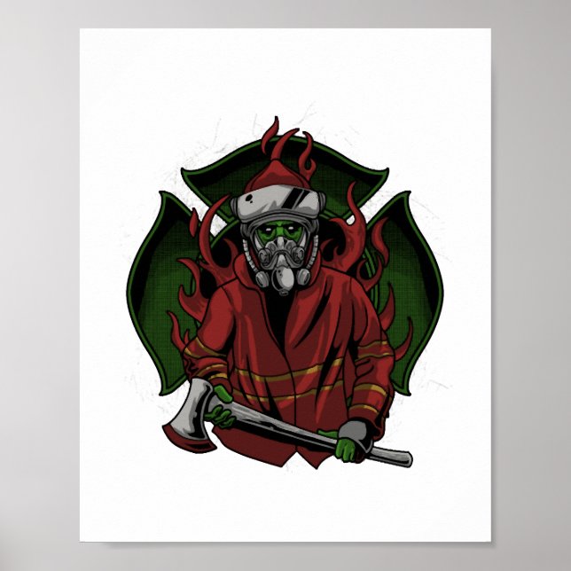 Póster Disfraz de Halloween para bomberos (Frente)