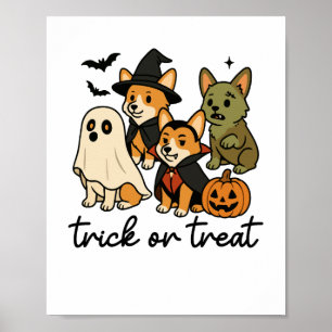 Póster disfraz de Halloween para corgi