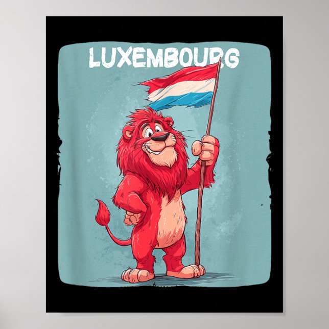 Póster Disfraz de León con Bandera de Luxemburgo para Niñ (Frente)