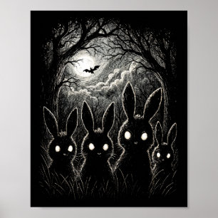 Póster Disfraz de los ojos de conejo asustado bosque de H