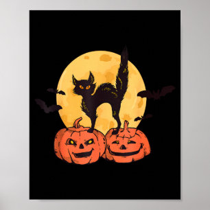 Póster Disfraz de Luna de Calabaza de Gato Negro de Hallo