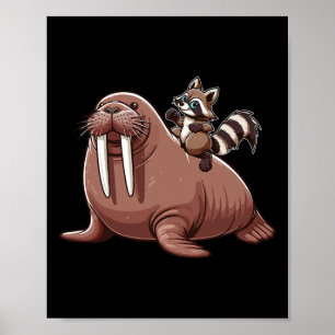 Póster Disfraz de mapache montando una morsa Amante de lo
