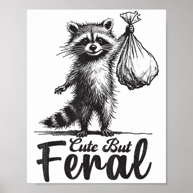 Póster Disfraz de Mapache Panda Lindo pero Feral Divertid (Frente)