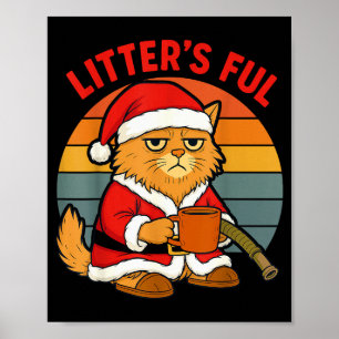 Póster Disfráz de Navidad de Gato con la Caja Llena Cansa