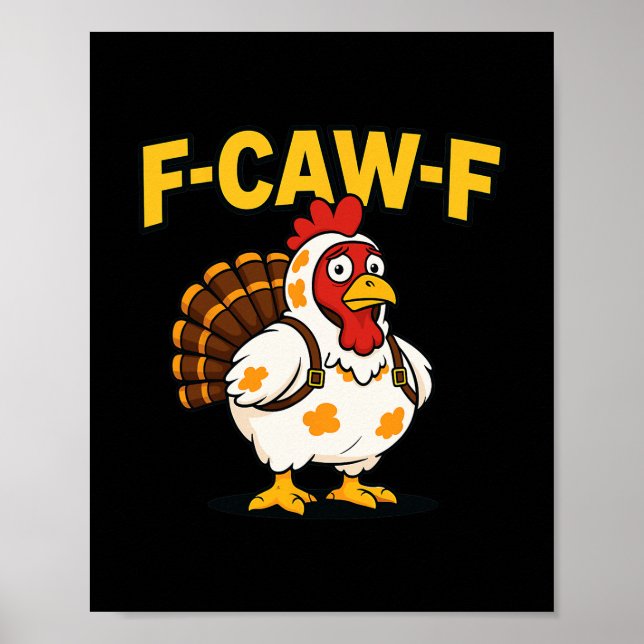 Póster Disfraz de pavo de pollo divertido de Acción de Gr (Frente)