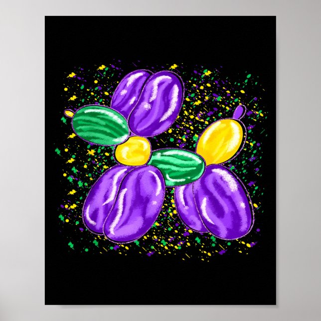 Póster Disfraz de perro de globo de Mardi Gras con cuenta (Frente)