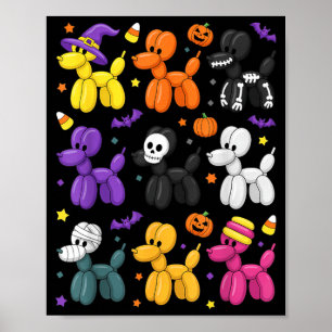 Póster Disfraz de Perro Globo de Halloween Patrón Lindo E