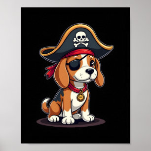 Póster Disfraz de pirata Beagle Bandera Jolly Roger Cráne