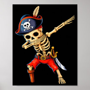 Póster Disfraz de pirata esqueleto dabbing de Halloween p