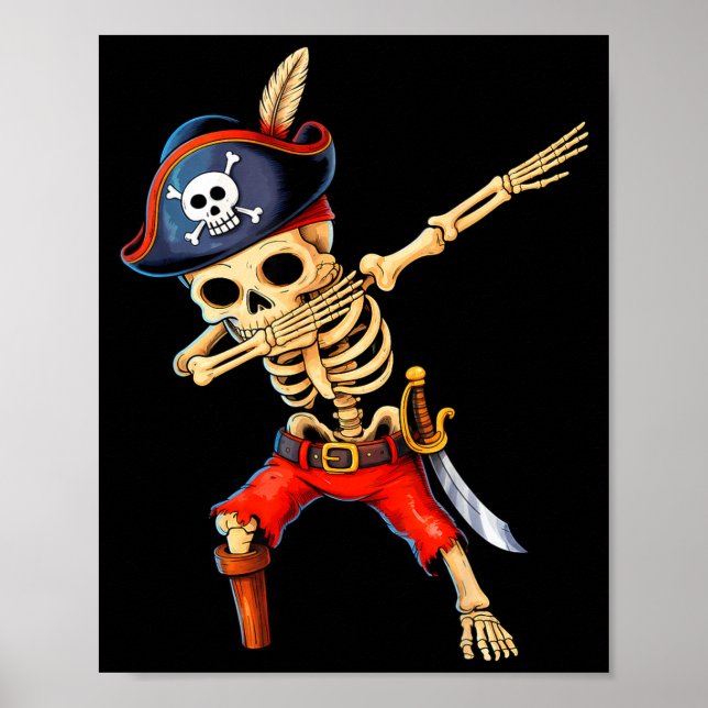 Póster Disfraz de pirata esqueleto dabbing de Halloween p (Frente)