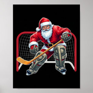 Póster Disfraz de portero de hockey sobre hielo de Santa