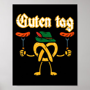 Póster Disfraz de pretzel alemán Guten tag para niños y h