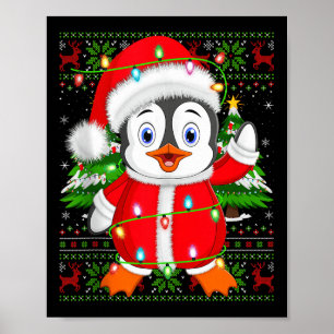 Póster Disfraz de Santa Luces de Navidad de Pingüino Suét