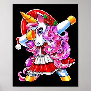 Póster Disfraz de Santa Navidad Unicornio Dabbing Unicorn